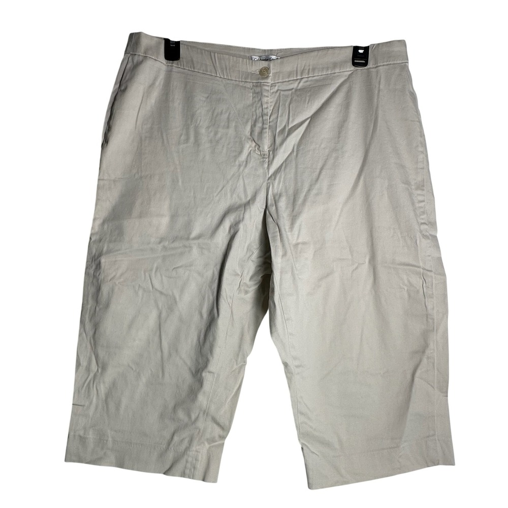 Coldwater Creek Womens Plus‎ W18 Khaki Beige Stretch Cotton Capri Shorts